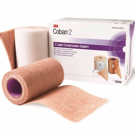 3M Coban Layer Compression Bandage System, 2-9/10 Yardx4 In./4 In.x5-1/10 Yard, NonSterile, 35 to 40 mmHg,  2094N